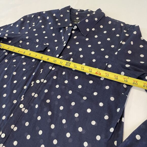 TALBOTS Women’s Polka Dot Navy Blouse Size M - Picture 7 of 12